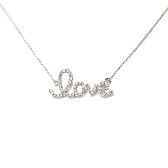 Swarovski Crystal 18k Silver Love Necklace - Picture 2 of 5